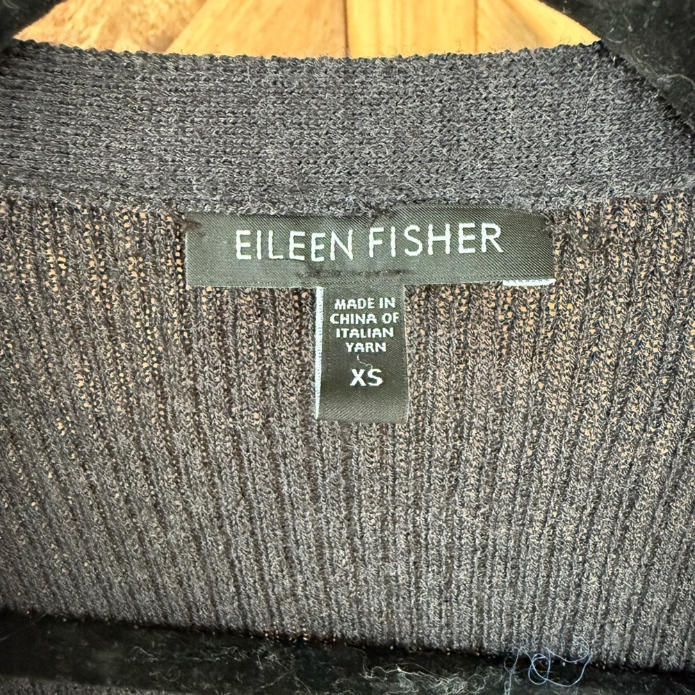 Eileen Fisher Deep Gray Lightweight Wool Cardigan XS - Picture 3 of 8